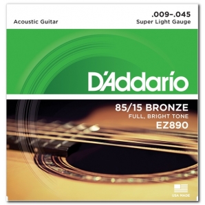 Струны для акустической гитары D'Addario EZ890 Bronze Super Light (.09-.45)