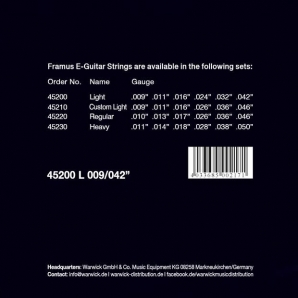 Струны для электрогитары Framus 45200 Blue Label Light (.09-.42)