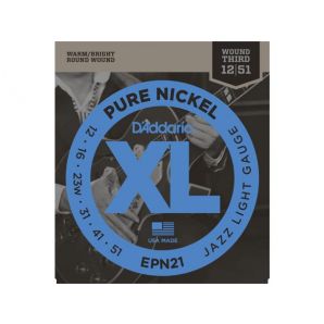 Струны для электрогитары D'Addario EPN21 XL Pure Nickel Jazz Light (6 струн .012-.051)