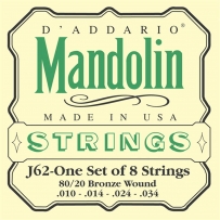Струны для мандолин D'Addario J62 Mandolin (8 струн .010-.034)