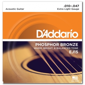 Струны для акустической гитары D'Addario EJ15 Bronze Extra Light (.10-.47)