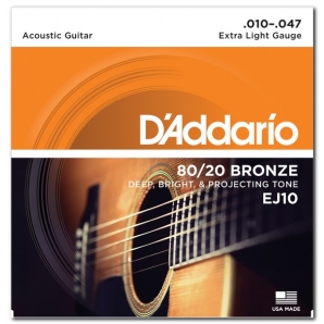 Струны для акустической гитары D'Addario EJ10 Bronze Extra Light (.10-.47)