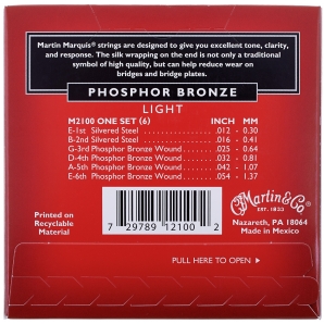 Струны для акустической гитары Martin M-2100 Marquis 92/8 Phosphor Bronze Light (.012-.054)