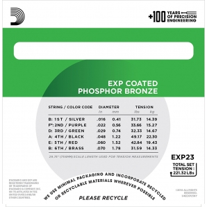 Струны для акустической гитары D'Addario EXP23 Phosphor Bronze Bariton (.16-.70)