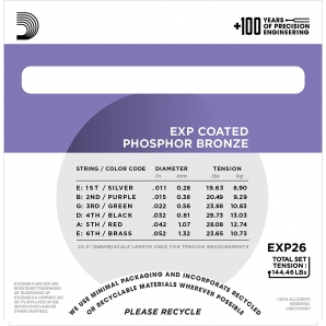 Струны для акустической гитары D'Addario EXP26 Phosphor Bronze Custom Light (.11-.52)