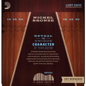 Струны для акустической гитары D'Addario NB1253 Nickel Bronze Light (.12-.53)