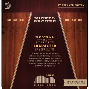 Струны для акустической гитары D'Addario NB1256 Nickel Bronze Light Top / Medium Bottom (.12-.56)