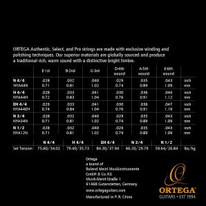 Струни для класичної гітари Ortega NYA44N Custom Authentic Regular Nylon Normal Tension