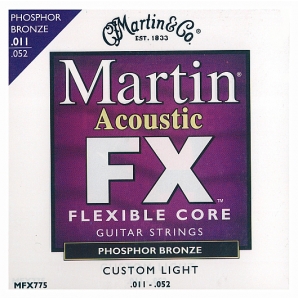 Струны для акустической гитары Martin MFX775 SP Flexible Core 92/8 Phosphor Bronze Custom Light (.011-.052)