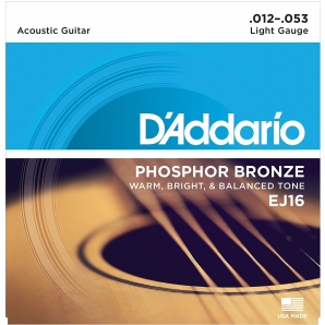 Струны для акустической гитары D'Addario EJ16 Phosphor Bronze Light (.12-.53)