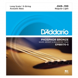 Струны для бас гитары D'Addario EPBB170-5 Acoustic Bass Phosphor Bronze Light 5 (.45 - .135)