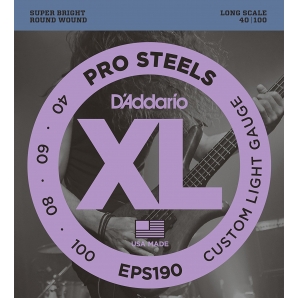 Струны для бас гитары D'Addario EPS190 XL Pro Steels Custom Light 4 (.40 - .100)