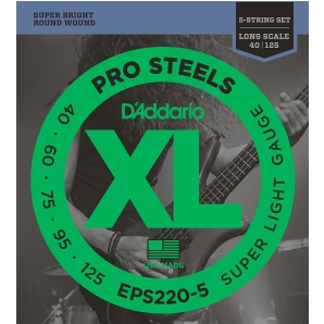 Струны для бас гитары D'Addario EPS220-5 XL Pro Steels Super Light 5 (.40 - .125)