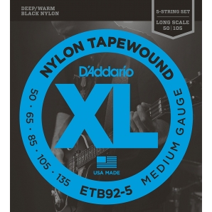 Струны для бас гитары D'Addario ETB92-5 XL Nylon Tapewound Bass Medium 5 (.50 - .135)