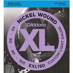 Струны для бас гитары D'Addario EXL190 XL Nickel Wound Bass Custom Light 4 (.40 - .100)