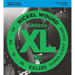 Струны для бас гитары D'Addario EXL220 XL Nickel Wound Bass Super Light 4 (.40 - .95)