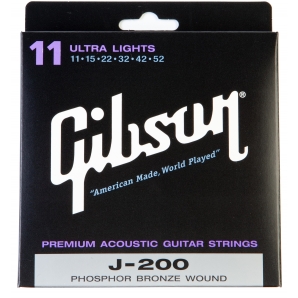 Струны для акустической гитары Gibson SAG-J200UL Phosphor Bronze Ultra Light (.011-.052)