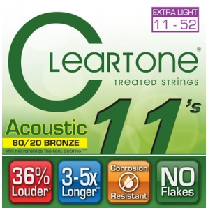 Струны для акустической гитары Cleartone 7611 80/20 Bronze Custom Light (.11-.52)