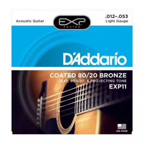 Струны для акустической гитары D'Addario EXP11 EXP 80/20 Bronze Light (.12-.53)