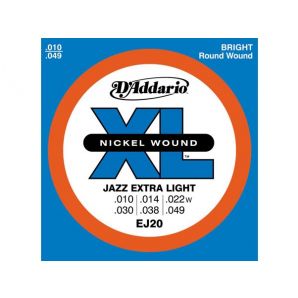 Струны для электрогитары D'Addario EJ20 XL Jazz Extra Light (6 струн .010-.049)