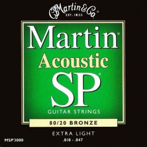 Струны для акустической гитары Martin MSP-3000 SP 80/20 Bronze Extra Light (.010-.047)