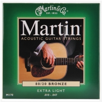 Струны для акустической гитары Martin M-170 Traditional 80/20 Extra Light  (.010-.047)