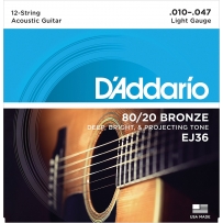 Струны для акустической гитары D'Addario EJ36 Bronze Light (.10-.47)