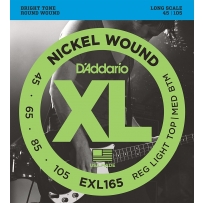 Струны для бас гитары D'Addario EXL165 XL Nickel Wound Bass Red LT Top / Med Bottom 4 (.45 - .105)