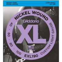 Струны для бас гитары D'Addario EXL190 XL Nickel Wound Bass Custom Light 4 (.40 - .100)