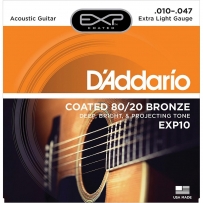 Струны для акустической гитары D'Addario EXP10 80/20 Bronze Extra Light (.10-.47)
