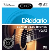 Струны для акустической гитары D'Addario EXP36 80/20 Bronze Light (.10-.47)