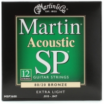 Струны для акустической гитары Martin MSP-3600 SP 80/20 Bronze Extra Light 12-String (.010-.047)